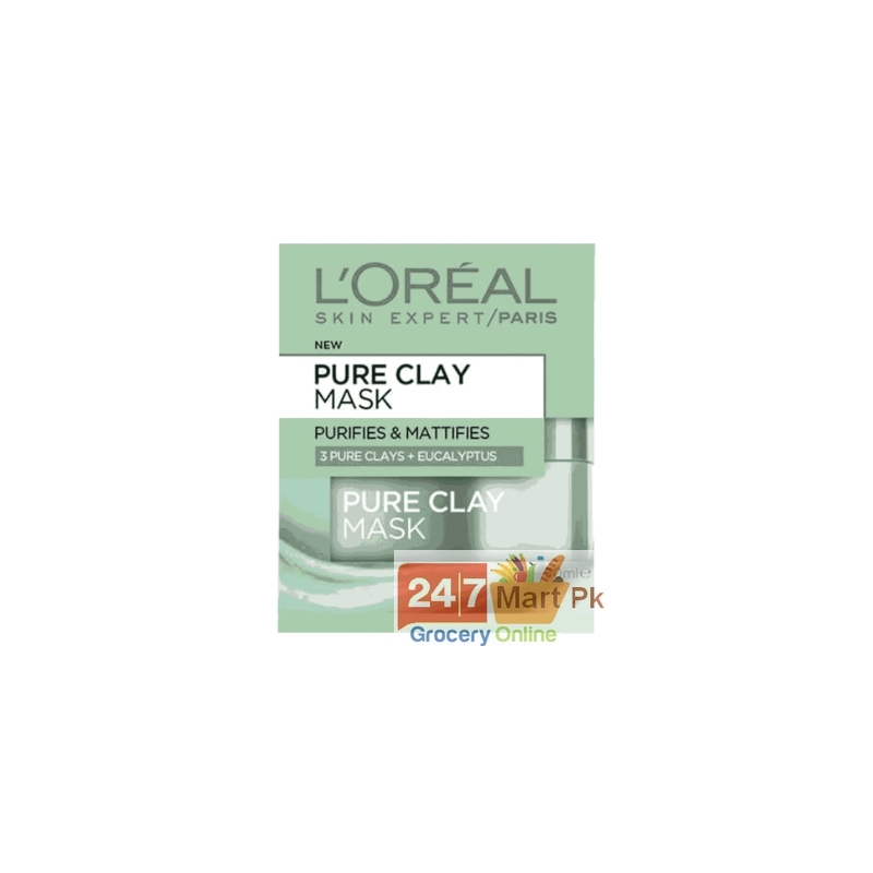 Loreal Pure Clay Eucalyptus Mask - Purifying & Mattifying, Green 50 ml
