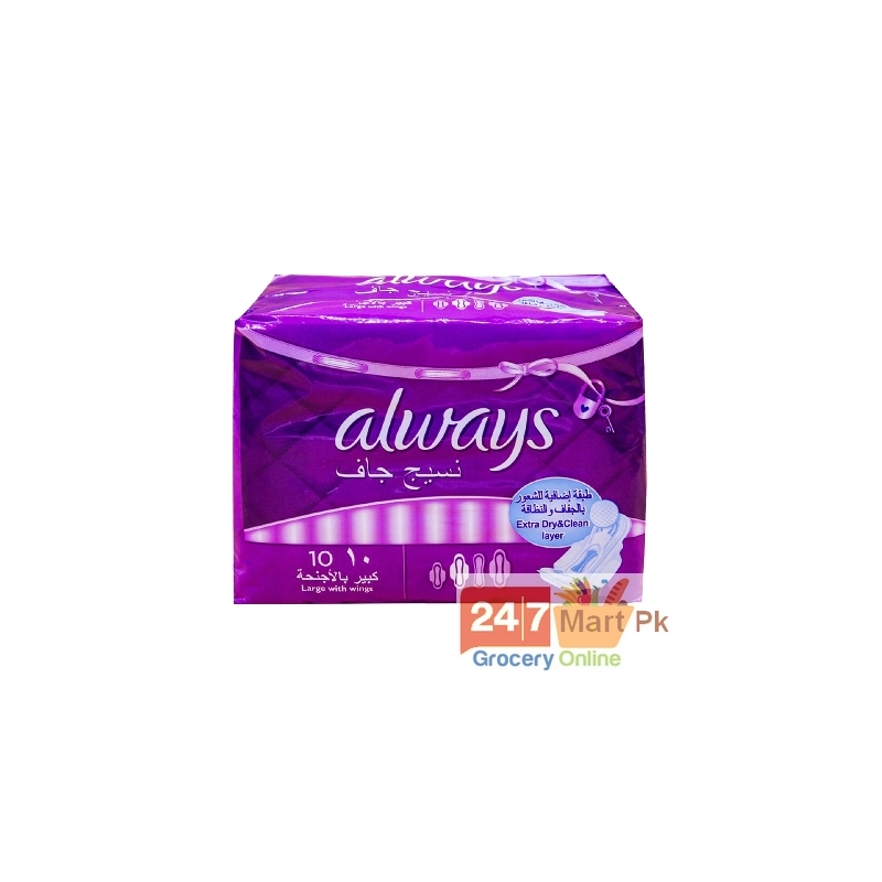 Always Pad Large With Wings 10 Pcs