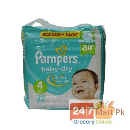Pampers Diaper Baby Dry Maxi 4 32Pcs 7-18kg
