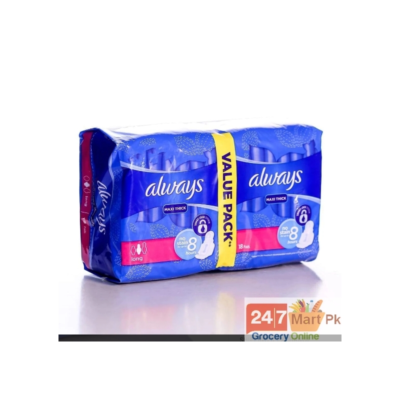 Always Pads Maxi Thick Value Pack Extra Long 18 Pcs