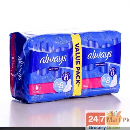 Always Pads Maxi Thick Value Pack Extra Long 18 Pcs