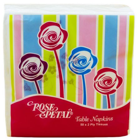Rose Petal Table Napkins White 50x2 Ply